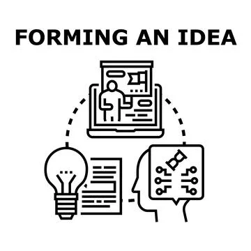 Forming an idea concept developing solution process Stock Illustration