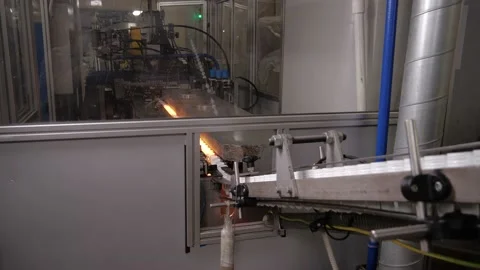 Forming by internal inflating of pet containers Stock Footage 170668073