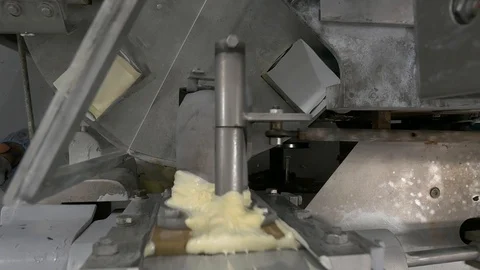 A Forming Machine for Butter at the Factory Stock Footage 97140847