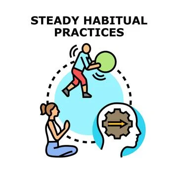 Forming positive steady habitual practices for personal progress Ilustración de archivo