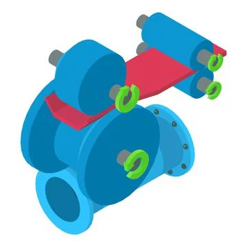 Forming process icon isometric vector. Roll forming machine and pipe part icon イラスト素材