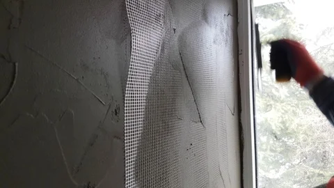 Forming of smooth hard surface on walls Stock Footage 104417040