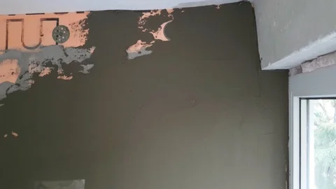 Forming of smooth hard surface on walls Stock Footage 104504502