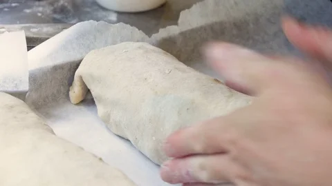Forming Strudel on Tray. Baking Process Stock Footage 77612457