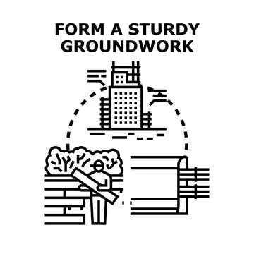 Forming a sturdy groundwork building construction project Ilustración de archivo