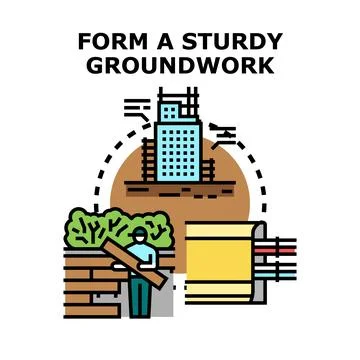 Forming a sturdy groundwork building construction project Ilustración de archivo