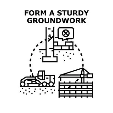 Forming a sturdy groundwork for safe construction plan Stock Illustration