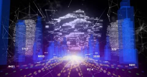 Forming translucent fingerprinted data bars in cyberspace, showing numeric 스톡 사진