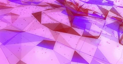 Forming translucent low-poly mesh in abstract digital scene, showing wireframe, Stock Illustration