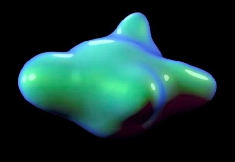 Formless drop of liquid on a black background. Abstract image for design. Bac Stock Illustration