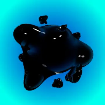 Formless drop of liquid on a black background. Abstract image for design. Bac Ilustração Stock