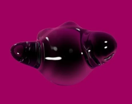 Formless drop of liquid on a crimson, red background. Abstract image for desi Ilustración de archivo
