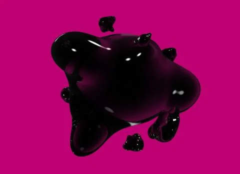 Formless drop of liquid on a crimson, red background. Abstract image for desi 스톡 일러스트