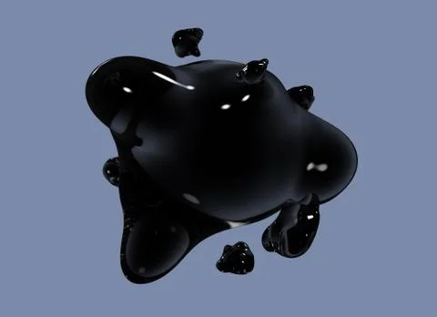 Formless drop of liquid on a Gray background. Abstract image for design. Back Stock Illustration