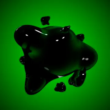 Formless drop of liquid on a green background. Abstract image for design. Bac Stock Illustration