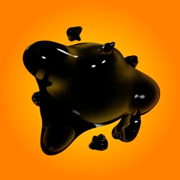 Formless drop of liquid on a Orange background. Abstract image for design. Ba Ilustración de archivo