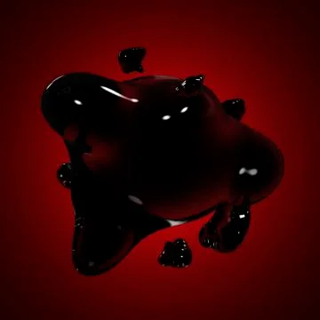 Formless drop of liquid on a red, purple background. Abstract image for desig Ilustração Stock