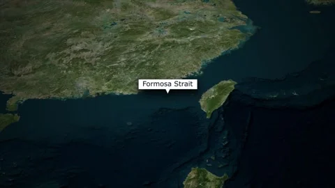 Formosa Strait Satellite Map Animation Zoom on Taiwan and China Coastline o.. Vídeos de archivo 335035411