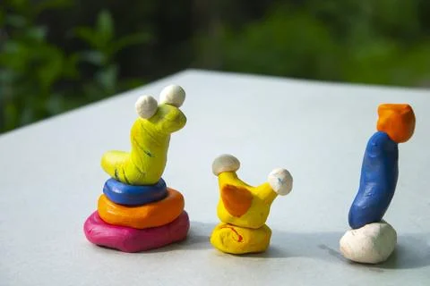 Forms and colors of Modelling clay statue concept. Stock Photos