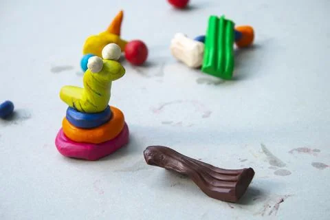 Forms and colors of Modelling clay statue concept. Stock Photos