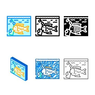 Forms aquarium with fish color icon vector Stock Illustration