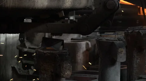 Forms are filled with hot metal  Stock Footage 61915677