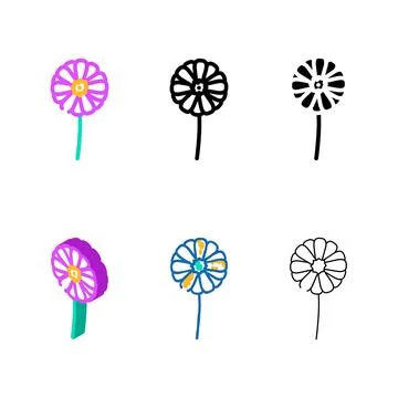 Forms aster blossom spring color icon vector Stock Illustration
