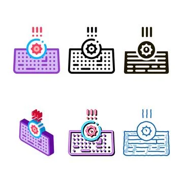 Forms bacteria on computer keyboard icon vector outline Illustrazione stock
