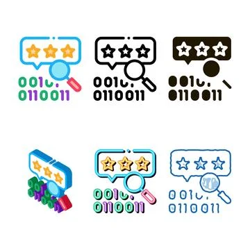 Forms binary code research and assessment icon vector outline Stock Illustration