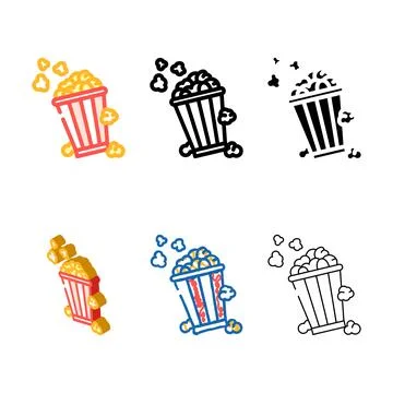 Forms bucket popcorn striped box color icon vector イラスト素材