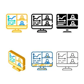 Forms chart researching video conference color icon vector Stock Illustration