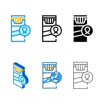 Forms cigarettes cause lung cancer color icon vector Stock Illustration