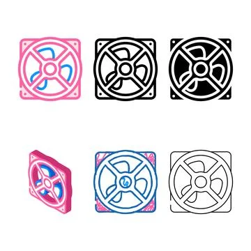 Forms computer fan color icon vector Stock Illustration
