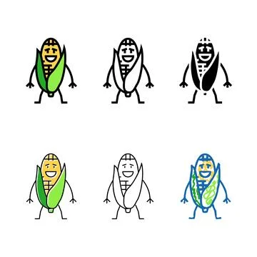 Forms corn character color icon vector Stock Illustration
