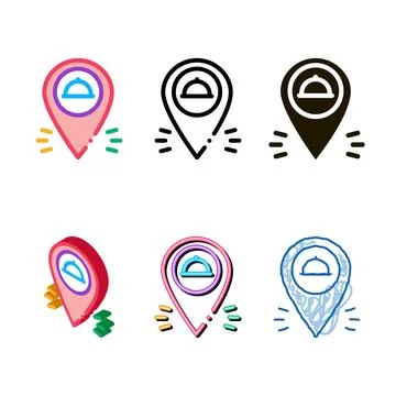 Forms food delivery gps mark icon vector outline 库存插图