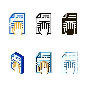 Forms hand on document icon vector outline Stock Illustration