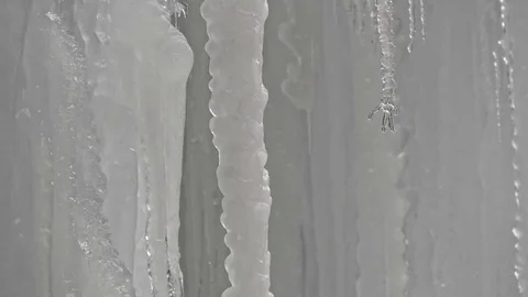 Forms of icicles during the thaw Stock Footage 85236782