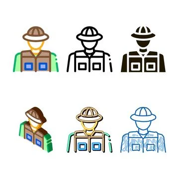 Forms jungle pioneer icon vector outline symbol Stock Illustration