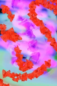 Forms of many bright colored elements, as if drawn with a brush, for printi.. Foto stock