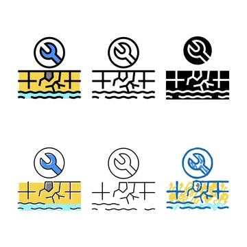 Forms pool repair services color icon vector イラスト素材