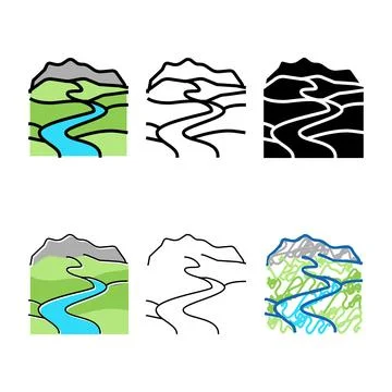 Forms source of river color icon vector Stock Illustration