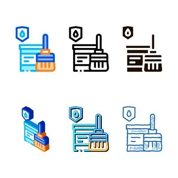 Forms waterproof material paint vector thin line icon Stock Illustration