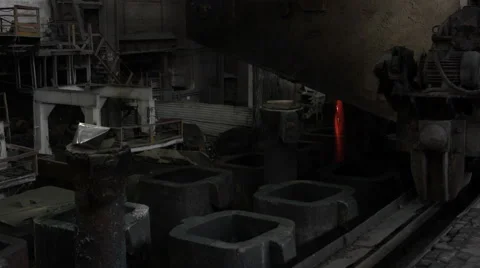 Forms for the workpiece and sparks from the jet of hot metal Stock Footage 62112963