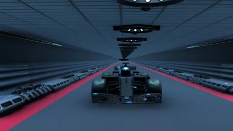 Formula 1 car race 3D animation. Futuristic theme Stock Footage 257616850