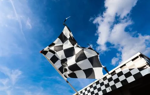 Formula 1 Checkered Flag. Racing Symbol and Moment of Victory Stock Photos