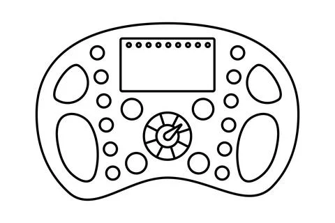 Formula 1 racing Steering Wheel outline. Linear coloring. Sports car Control Stock Illustration