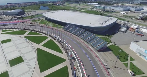 The formula 1 track in Sochi, the Olympic village in Sochi. Building site of Stock Footage 75184662