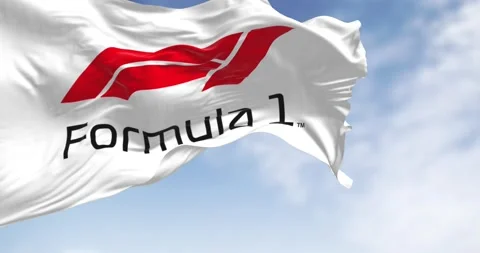 Formula 1 white flag waving on a clear day Video stock 266440756