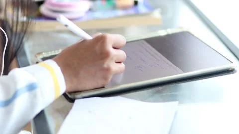 Formula calculation on tablet, close up view Video stock 267643577