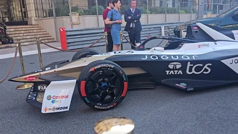 Formula E GEN3 Evo Parked at Monaco Hotel de Paris Vídeos de archivo 308226726